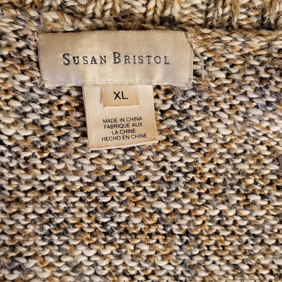 Susan Bristol  Brown and Cream Short Sleeve  Cardigan Sweater Size XL - Picture 12 of 12